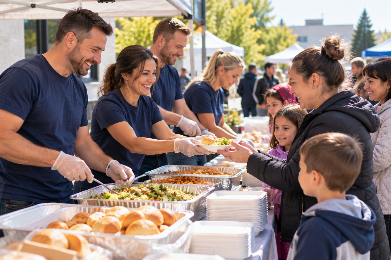 Employees of a sponsoring company volunteer together at an SSA event.